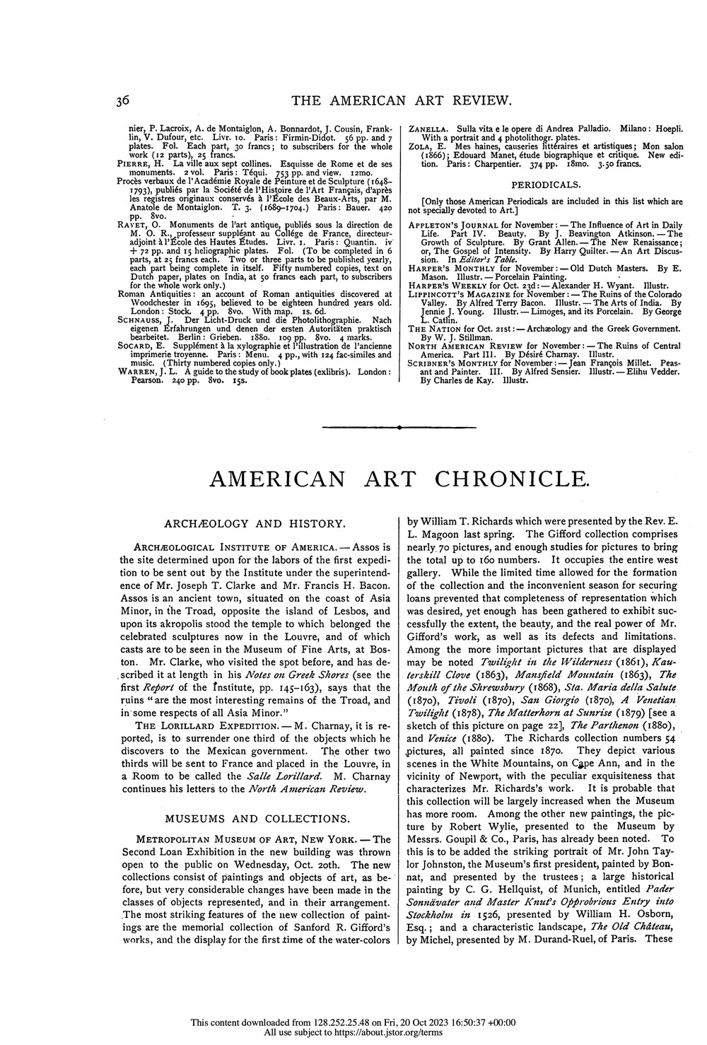 The first page of "American Art Chronicle"